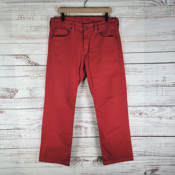Levi's 569 Men’s Size 32 x 30 Straight Leg Red Denim Stretch Jeans Casual - Picture 1 of 11
